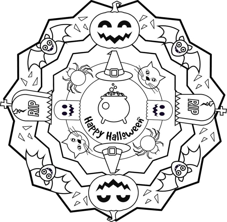 Mandala Sencillo Colorear Halloween
